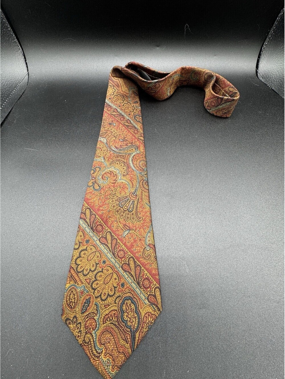 Ancient Madder 100% Silk Paisley Tie Handmade USA Brown Rust 56” 3.25”